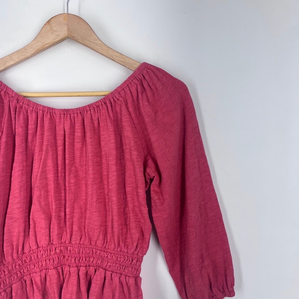 Marine Layer Womens Christiana Knit Top Cotton Slub Smocked Peplum Top Size XS - Picture 6 of 14